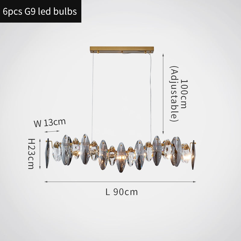 Zoey Oval Cut Smokey Crystal And Copper Bar Chandelier Chandelier - Venetto Design L90cm / Warm light(3000K) Venettodesign.com