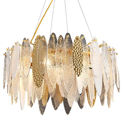 Leslie Frosted Textured Teardrop Glass Ring Chandelier Chandelier - Venetto Design Venettodesign.com