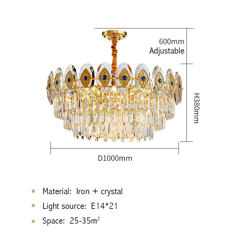 Eliana Oval Inlay Three-Tiered Crystal Chandelier Chandelier - Venetto Design Dia100cm H37cm / Warm light Venettodesign.com