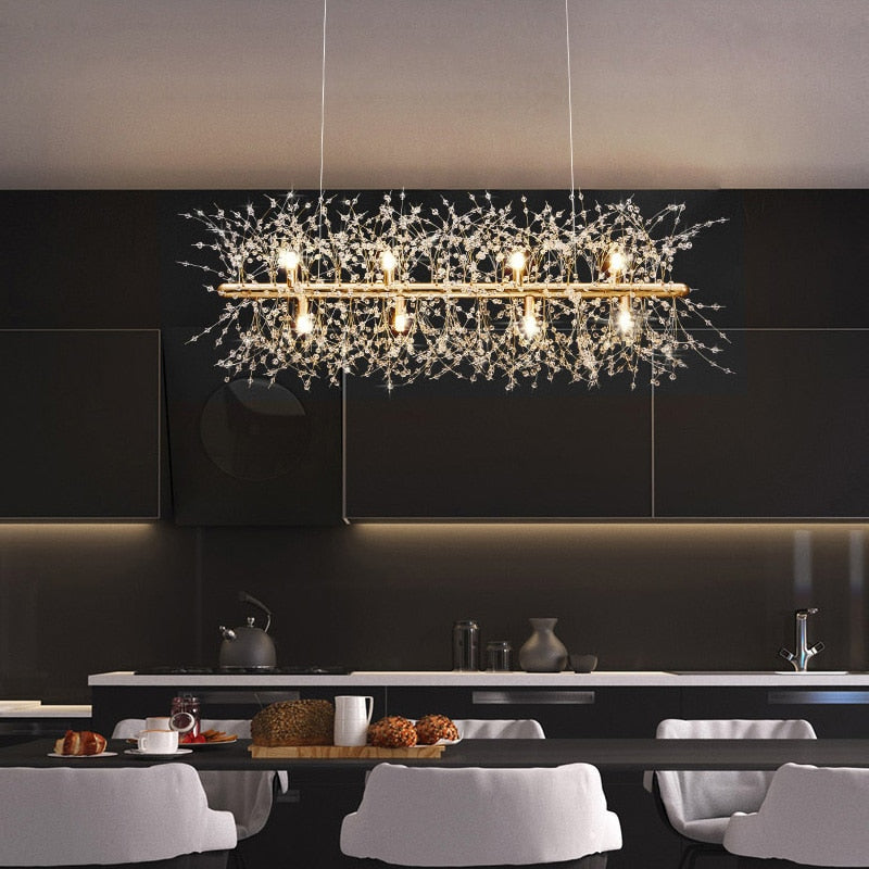Alice Dandelion Double-Sided Rectangle Crystal Chandelier Chandelier - Venetto Design Venettodesign.com