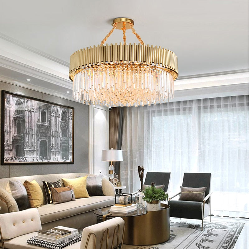 Rylee Gold Edged Beveled Crystal And Copper Ring Chandelier Chandelier - Venetto Design Venettodesign.com