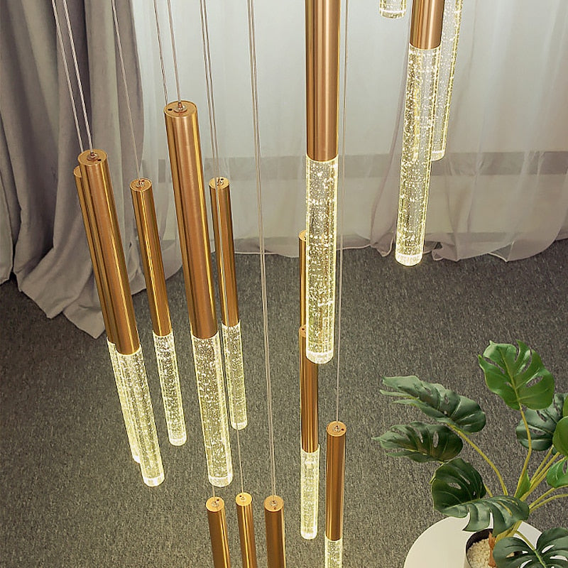 Mya Linear Copper And Crystal Strand Chandelier Chandelier - Venetto Design Venettodesign.com