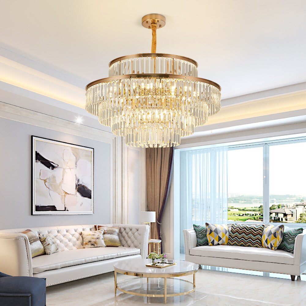 Elizebeth Layered Oversized Two-Tier Crystal Chandelier Chandelier - Venetto Design Venettodesign.com