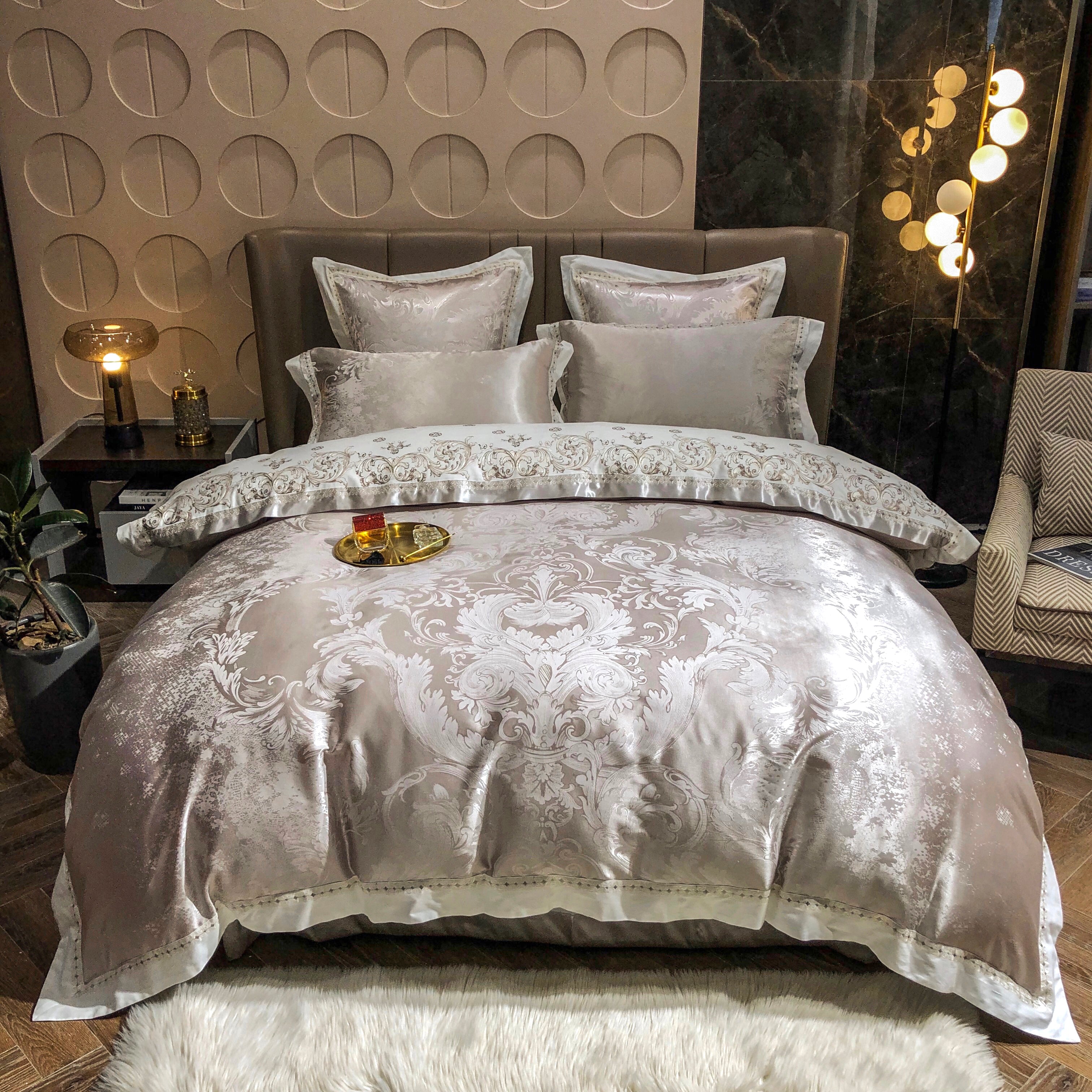 Vetora Luxury Silky Jacquard Cotton Bedding Set Duvet Cover Set - Venetto Design Queen / Flat Sheet / 2 Pillowcases Venettodesign.com