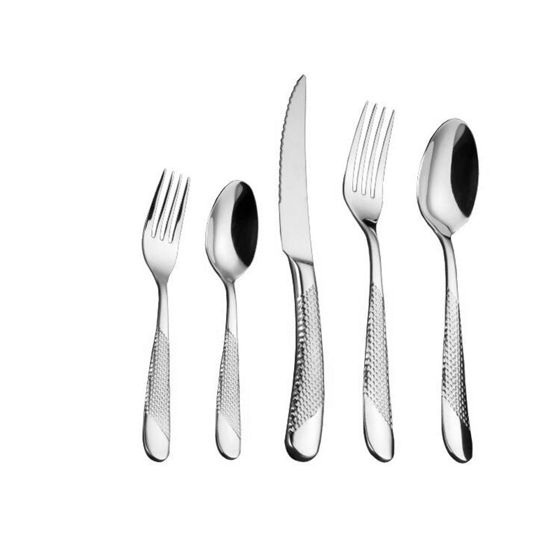 Ferran Diagonal Textured Stainless Steel Cutlery Set Cutlery - Venetto Design Silver / 30 Pieces Set Venettodesign.com