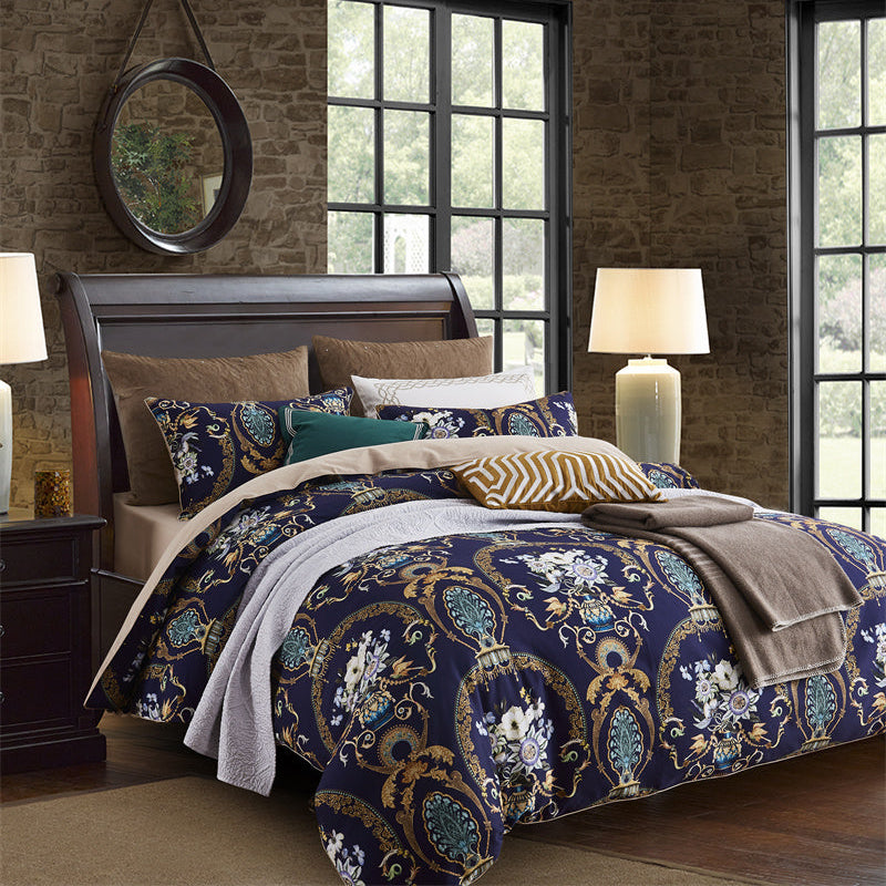 Anita Elegant Ultra Soft Egyptian Cotton Duvet Cover Set with Royal Ornamental Print - Venetto Design Venettodesign.com