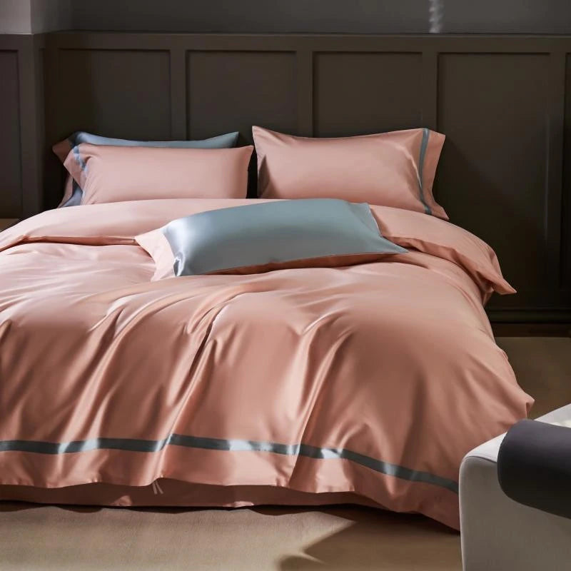 Manya Classic Solid Reversible Egyptian Cotton Duvet Cover Set Duvet Cover Set - Venetto Design Mocha Rose / King / Fitted Sheet Venettodesign.com