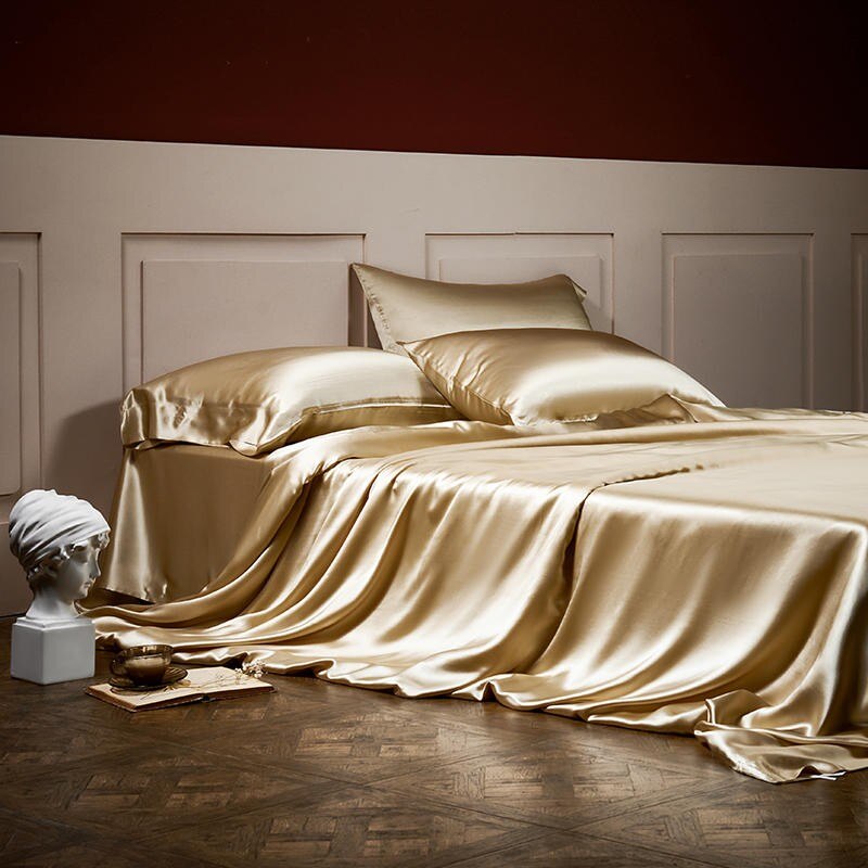 Royalis Gold Luxury Pure Mulberry Silk Bedding Set Duvet Cover Set - Venetto Design Venettodesign.com