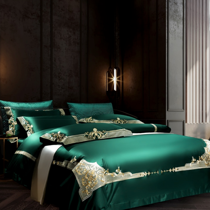 Cleopatra Veronese Green Luxury Egyptian Cotton Duvet Cover Set Duvet Cover Set - Venetto Design Venettodesign.com