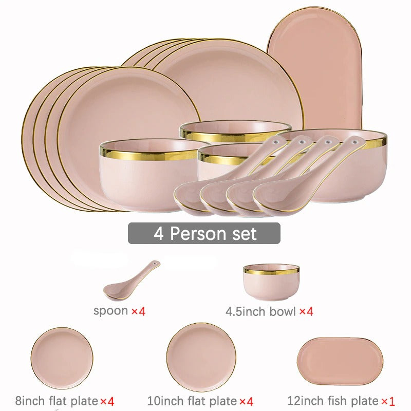 Felicity Pink Luxury Dinnerware Set Plate - Venetto Design 4 Person Set Venettodesign.com