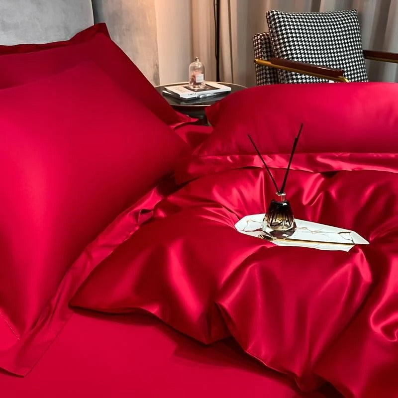 Neo Red Silky Cotton Duvet Cover Set Duvet Cover Set - Venetto Design Venettodesign.com