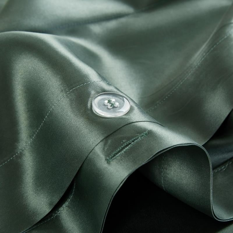 Eloise Rifle Green Luxury Pure Mulberry Silk Bedding Set Duvet Cover Set - Venetto Design Venettodesign.com