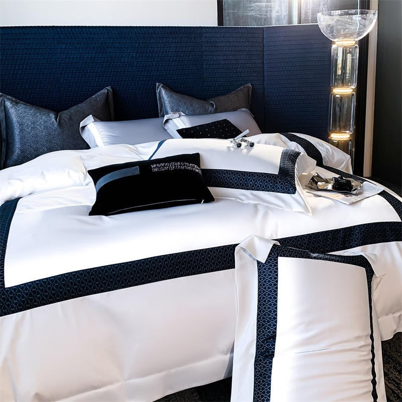 Sablier White Luxury Egyptian Cotton Duvet Cover Set Duvet Cover Set - Venetto Design Venettodesign.com