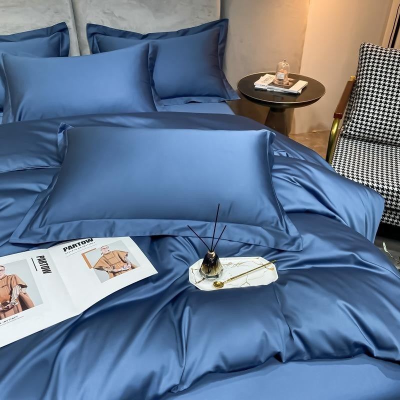 Neo Royal Blue Cotton Duvet Cover Set Duvet Cover Set - Venetto Design Venettodesign.com