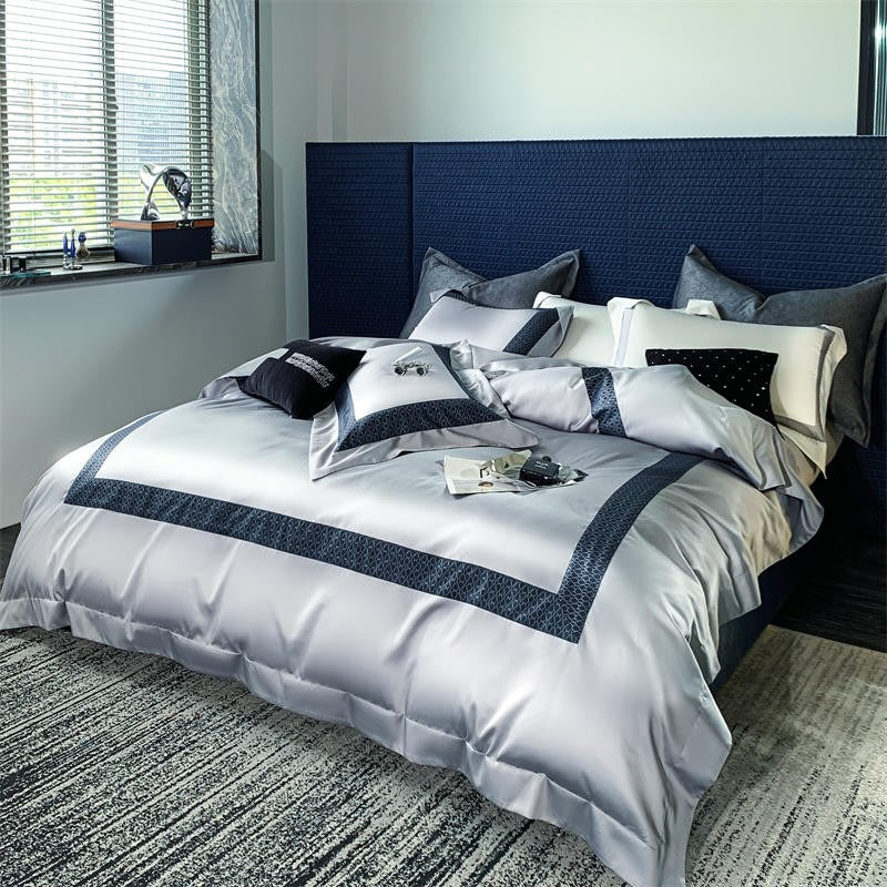 Sablier Silver Luxury Egyptian Cotton Duvet Cover Set Duvet Cover Set - Venetto Design Venettodesign.com