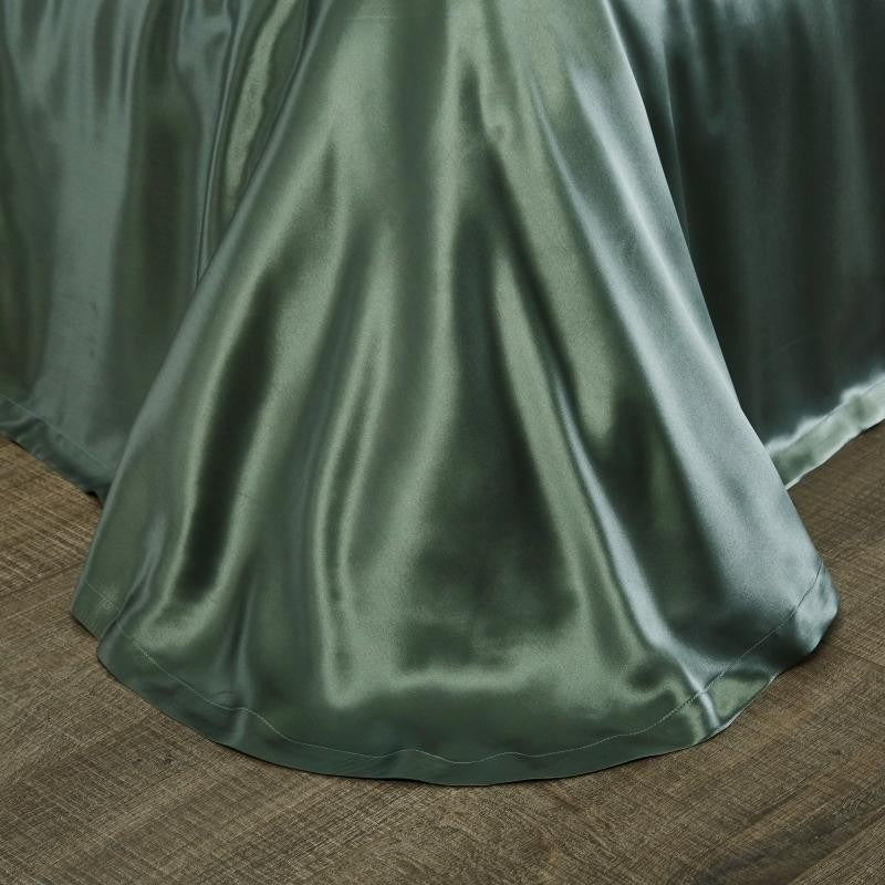 Eloise Rifle Green Luxury Pure Mulberry Silk Bedding Set Duvet Cover Set - Venetto Design Venettodesign.com