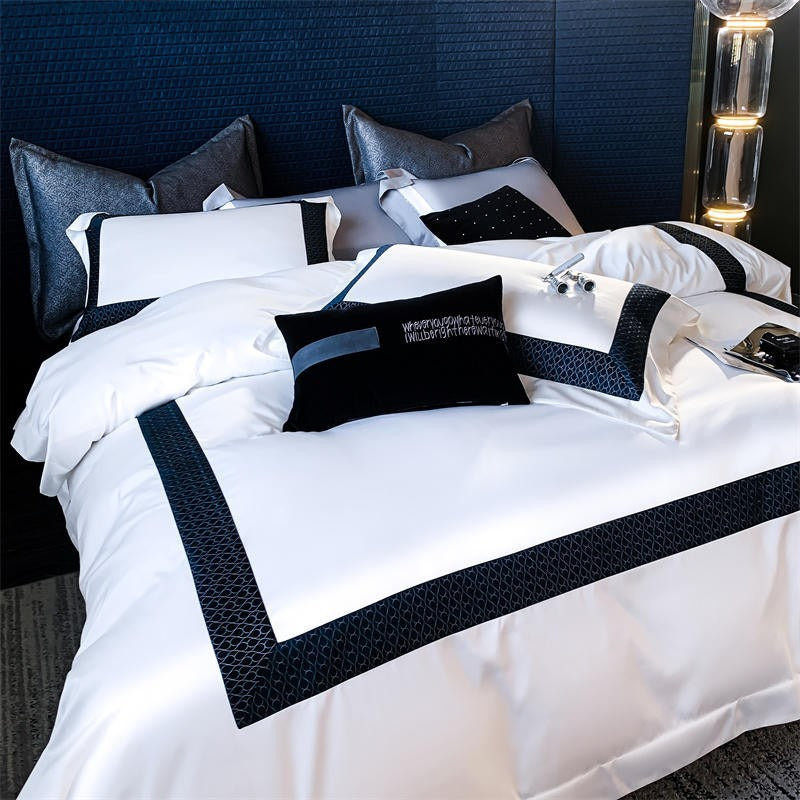 Sablier White Luxury Egyptian Cotton Duvet Cover Set Duvet Cover Set - Venetto Design Venettodesign.com