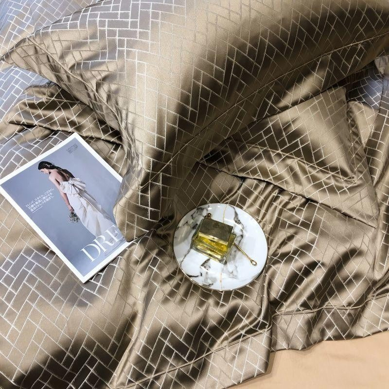 Talia Gold Cotton Satin Duvet Cover Set Duvet Cover Set - Venetto Design Venettodesign.com