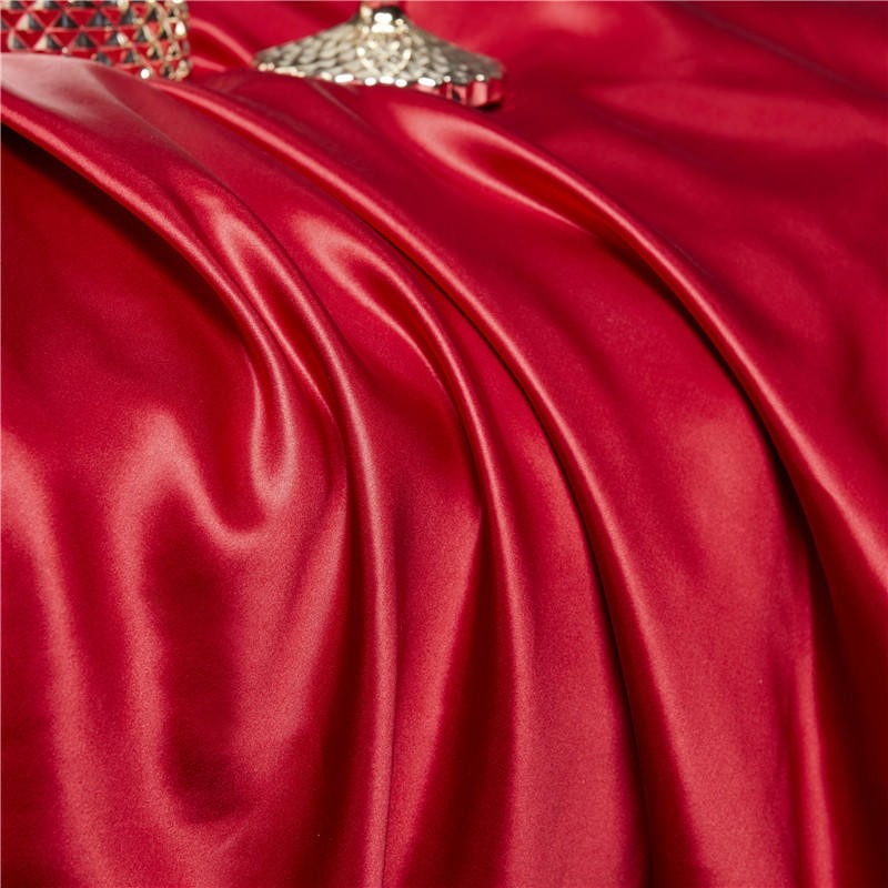 Eloise Ruby Red Luxury Pure Mulberry Silk Bedding Set Duvet Cover Set - Venetto Design Venettodesign.com