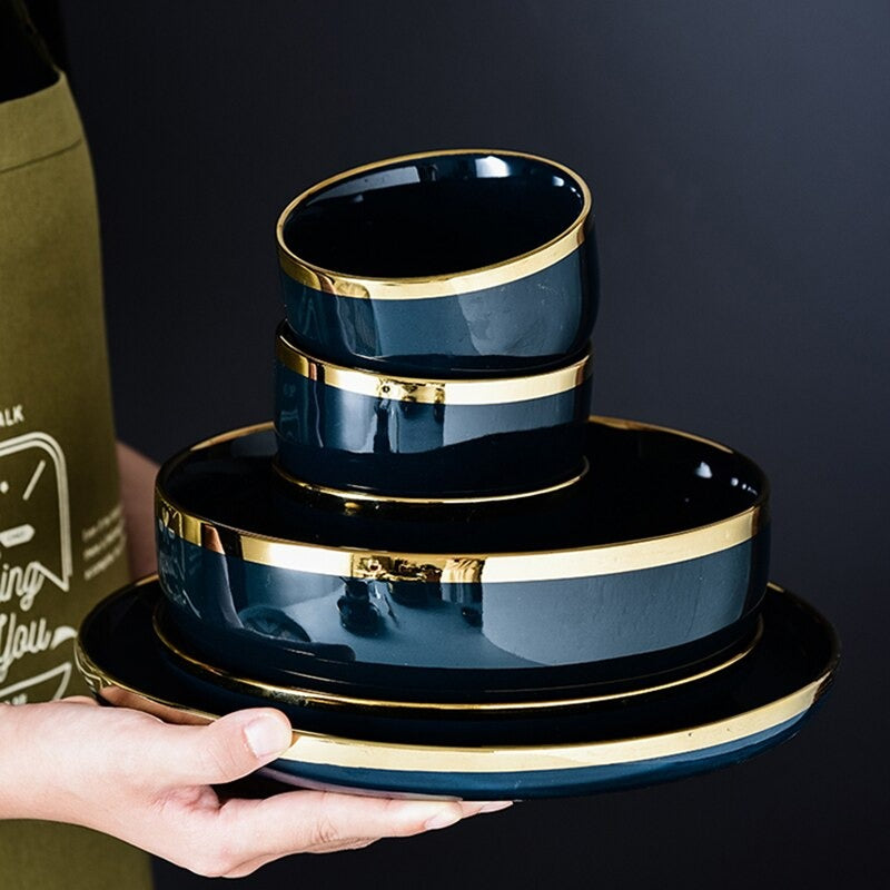 Oxford Blue Luxury Dinnerware Set Plate - Venetto Design Venettodesign.com