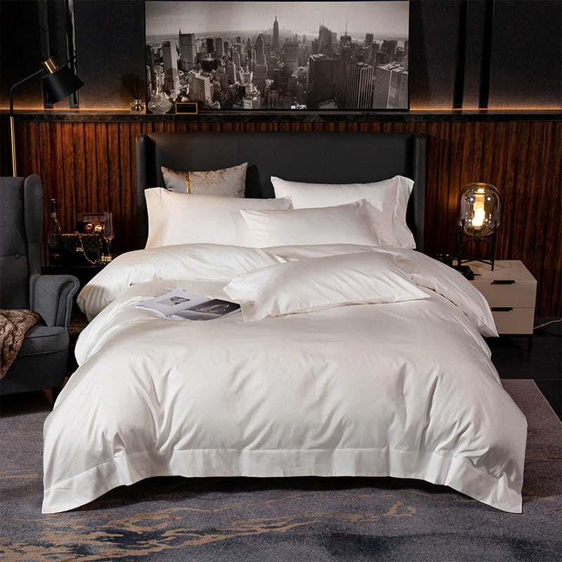Lakibia White Silky Soft Egyptian Cotton Bedding Set Duvet Cover Set - Venetto Design Twin / Fitted Sheet / 2 Pillowcases Venettodesign.com