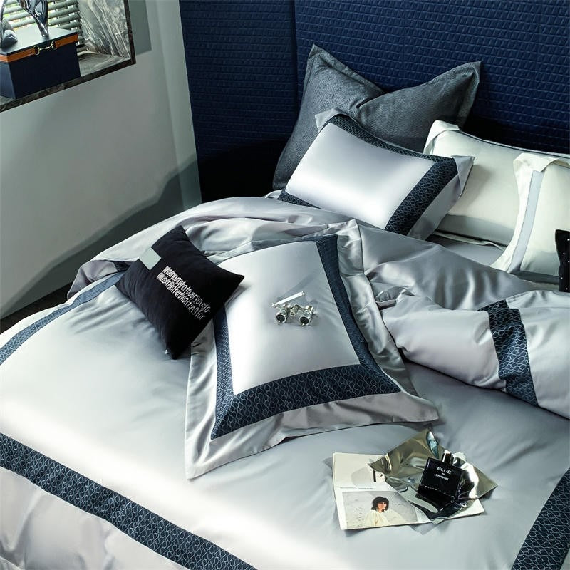 Sablier Silver Luxury Egyptian Cotton Duvet Cover Set Duvet Cover Set - Venetto Design Venettodesign.com