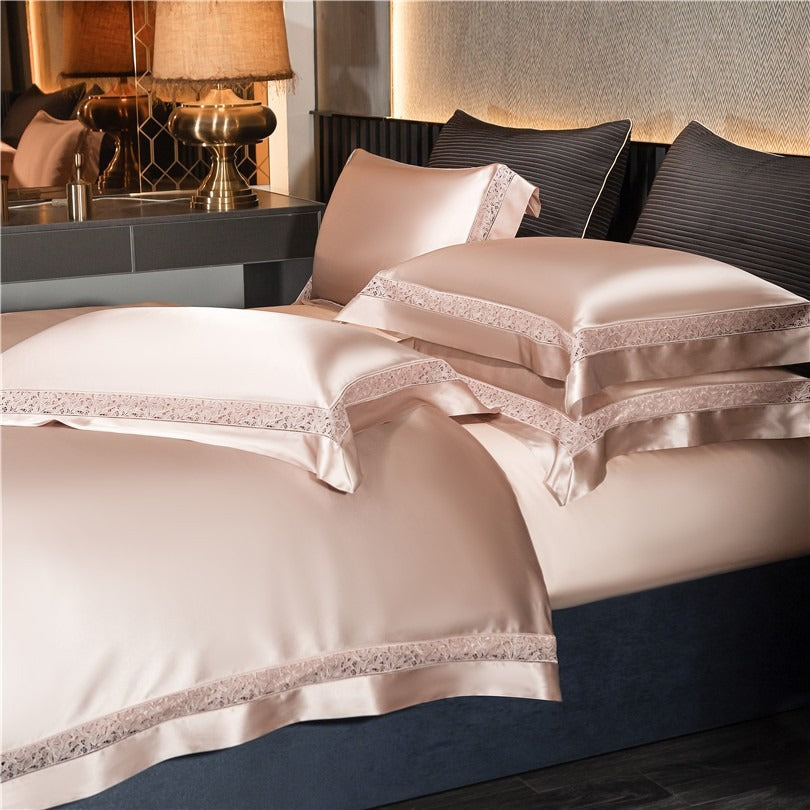 Willa Rose Gold Modern Satin Egyptian Cotton Bedding Set