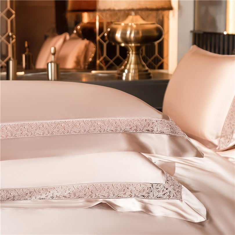 Willa Rose Gold Modern Satin Egyptian Cotton Bedding Set
