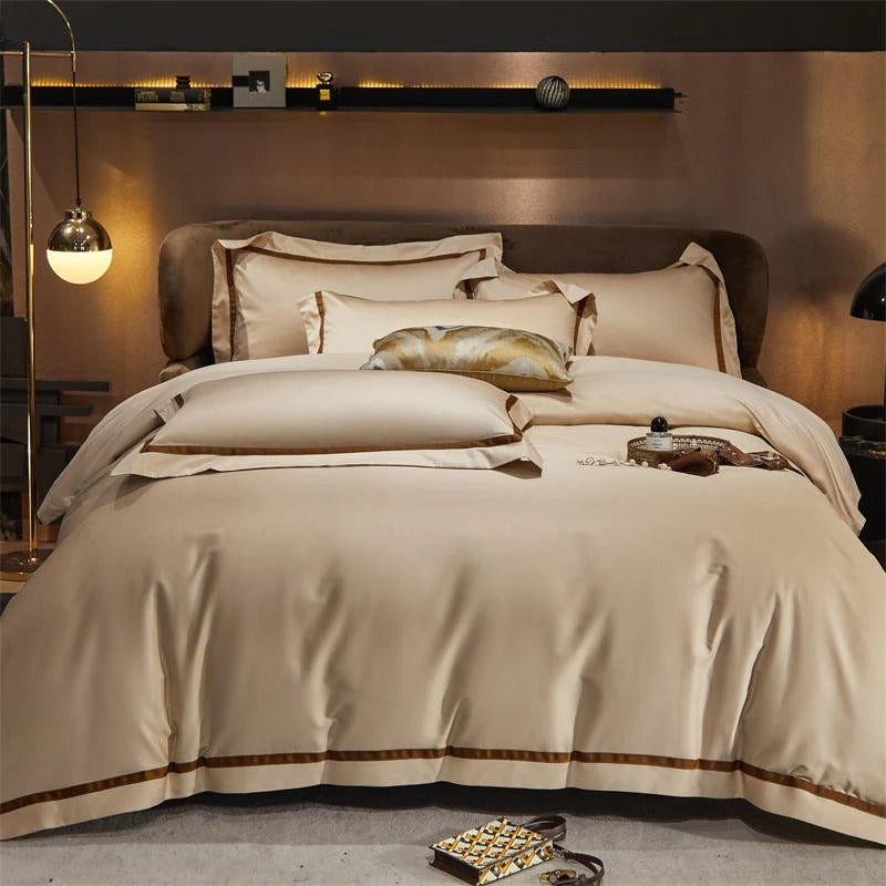 Brisa Contrasting Hotel Stripe Egyptian Cotton Duvet Cover Set Duvet Cover Set - Venetto Design Venettodesign.com