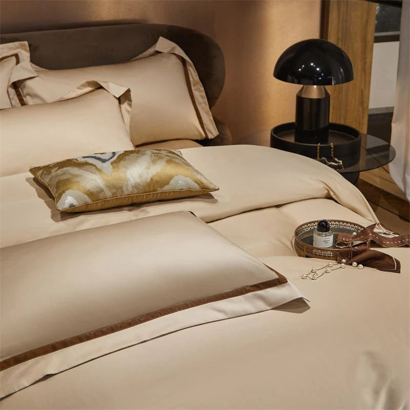 Brisa Contrasting Hotel Stripe Egyptian Cotton Duvet Cover Set Duvet Cover Set - Venetto Design Venettodesign.com