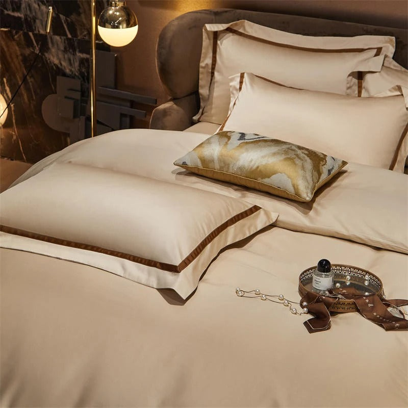 Brisa Contrasting Hotel Stripe Egyptian Cotton Duvet Cover Set Duvet Cover Set - Venetto Design Venettodesign.com
