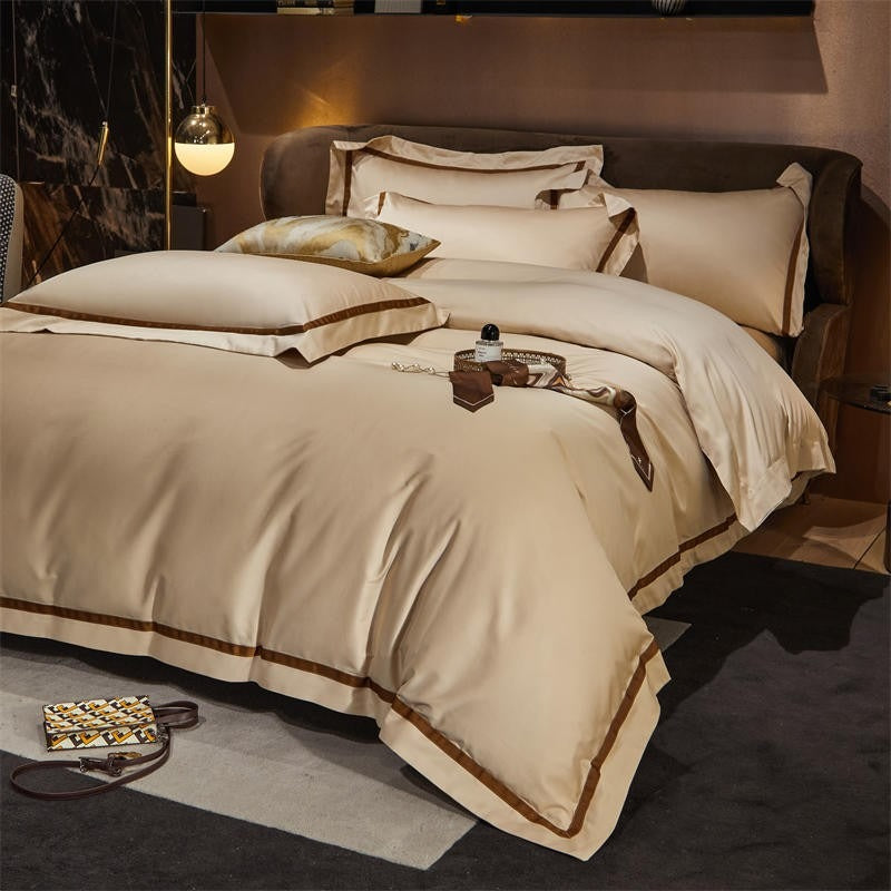 Brisa Contrasting Hotel Stripe Egyptian Cotton Duvet Cover Set Duvet Cover Set - Venetto Design Venettodesign.com