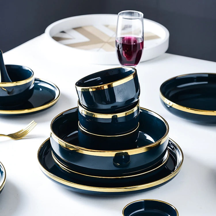 Oxford Blue Luxury Dinnerware Set Plate - Venetto Design Venettodesign.com