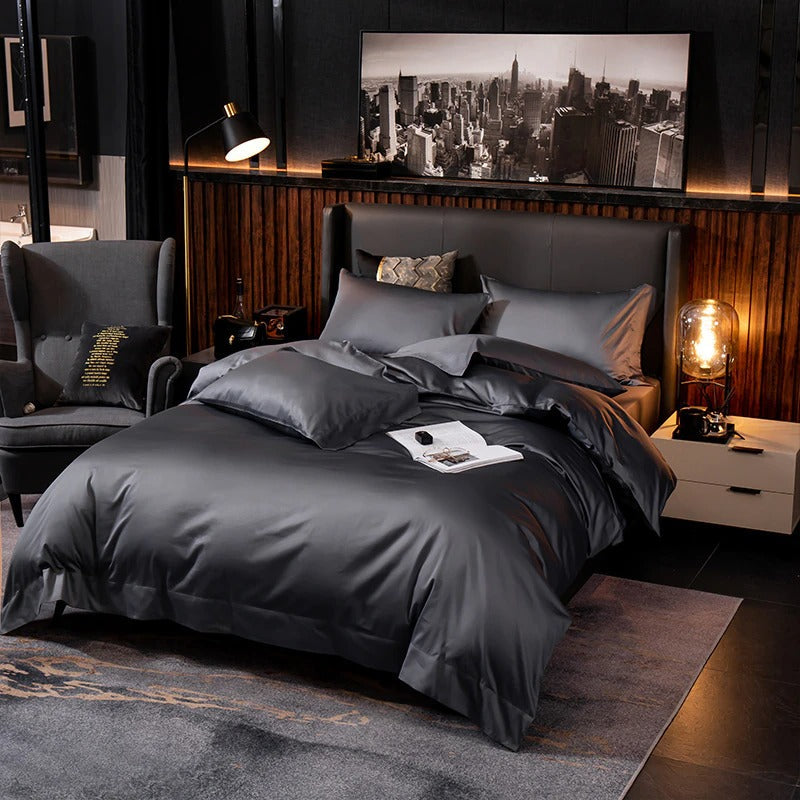 Lakibia Deep Grey Silky Soft Egyptian Cotton Bedding Set Duvet Cover Set - Venetto Design Venettodesign.com