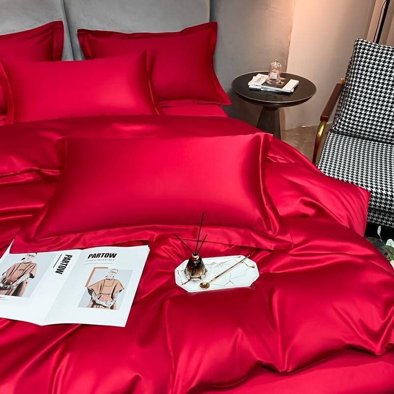 Neo Red Silky Cotton Duvet Cover Set Duvet Cover Set - Venetto Design Venettodesign.com