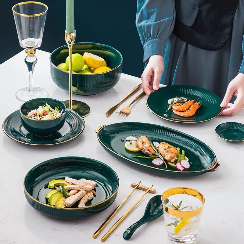 Ocula Green Luxury Dinnerware Set Plate - Venetto Design Venettodesign.com