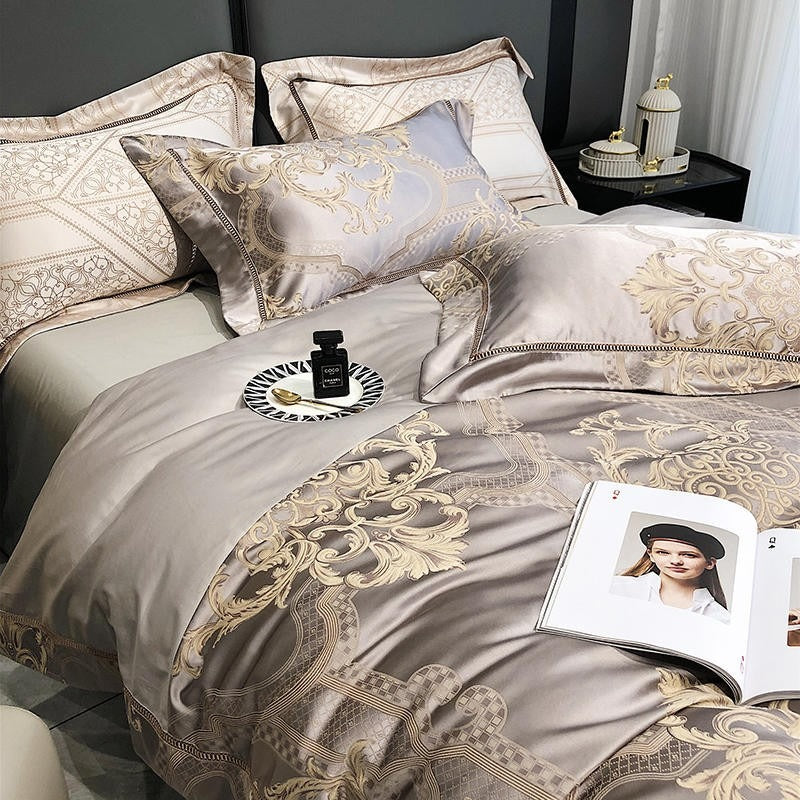 Serenity Cotton Satin Jacquard Duvet Cover Set Duvet Cover Set - Venetto Design Venettodesign.com
