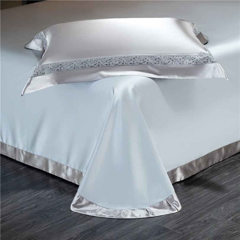 Willa Silver Modern Satin Egyptian Cotton Bedding Set