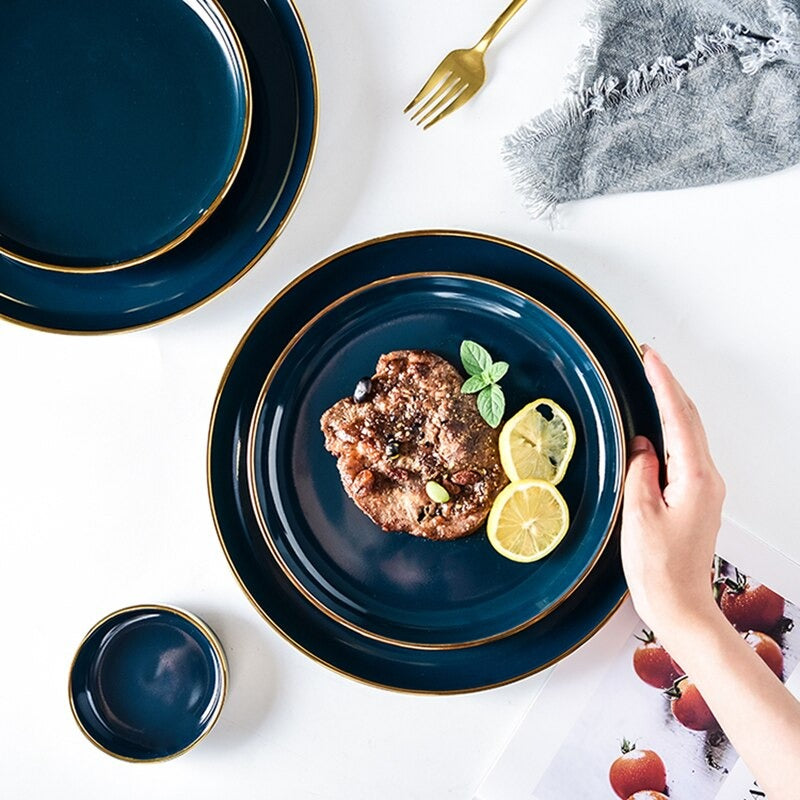 Oxford Blue Luxury Dinnerware Set Plate - Venetto Design Venettodesign.com