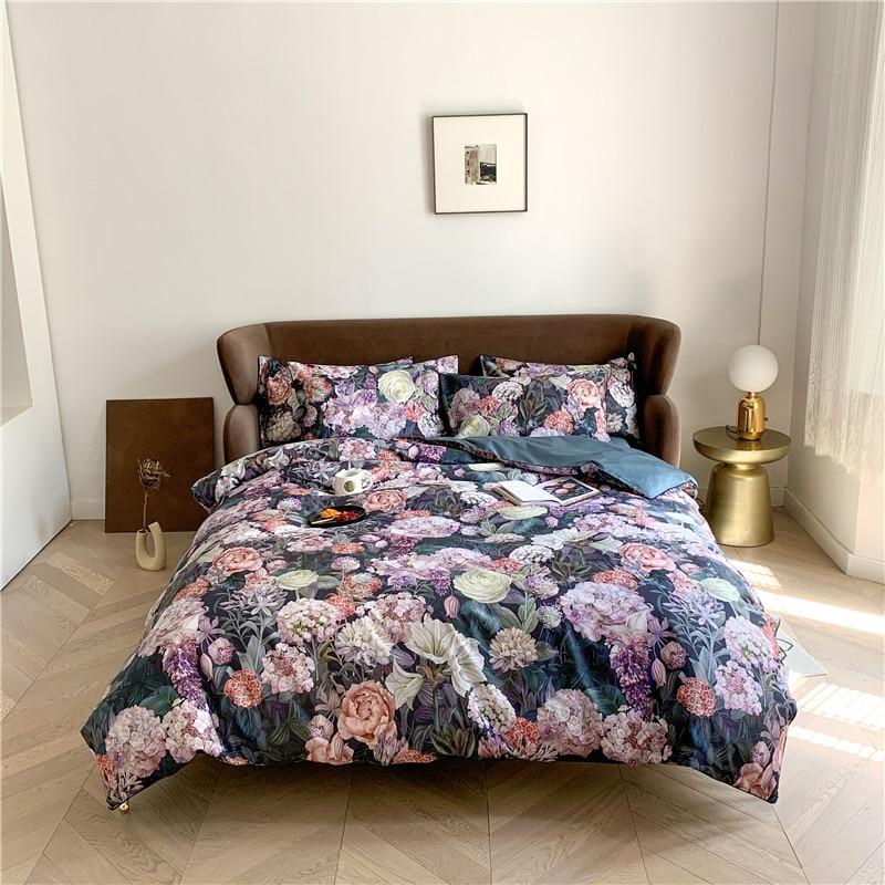 Stella Floral Ultra Soft Egyptian Cotton Duvet Cover Set Duvet Cover Set - Venetto Design Queen / Flat Sheet / 4 Pieces Venettodesign.com