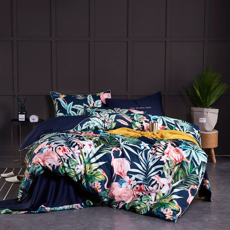 Flamenco Ultra Soft Egyptian Cotton Duvet Cover Set Duvet Cover Set - Venetto Design Queen / Flat Sheet / 4 Pieces Venettodesign.com