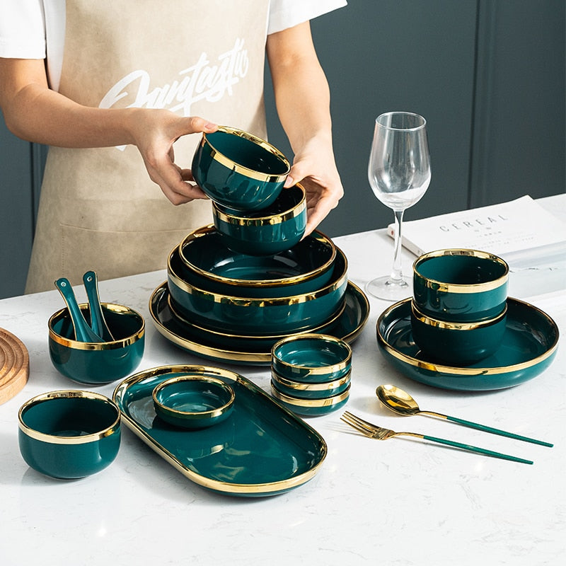 Verde Emerald Green Luxury Dinnerware Set Plate - Venetto Design Venettodesign.com