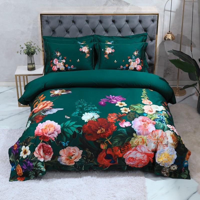 Aida Green Egyptian Cotton Duvet Cover Set Duvet Cover Set - Venetto Design Venettodesign.com