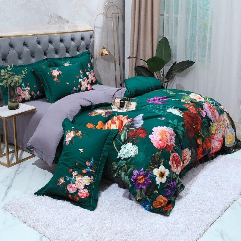 Aida Green Egyptian Cotton Duvet Cover Set Duvet Cover Set - Venetto Design Venettodesign.com