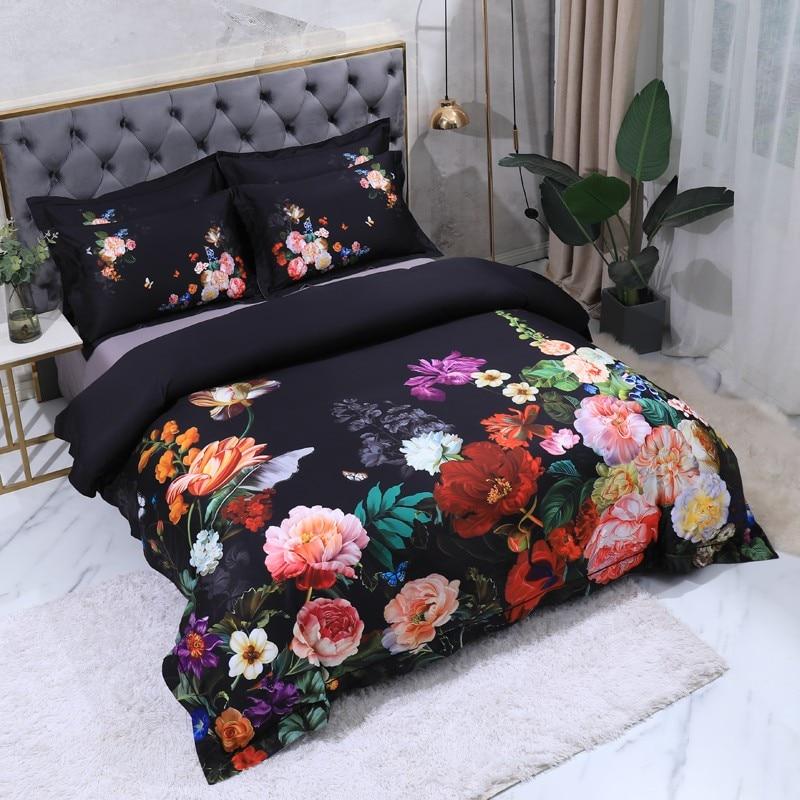 Aida Black Egyptian Cotton Duvet Cover Set Duvet Cover Set - Venetto Design Venettodesign.com