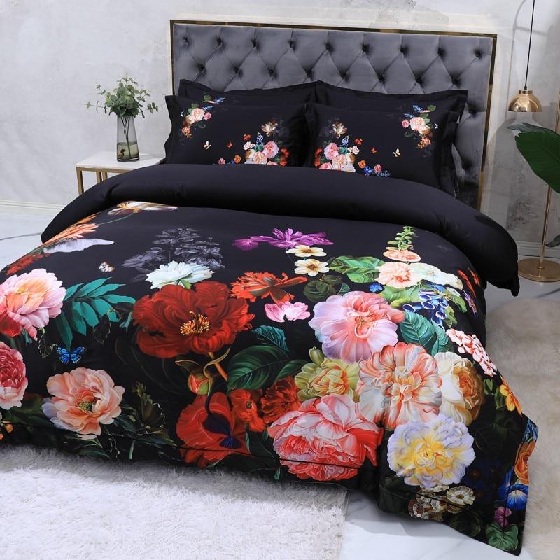 Aida Black Egyptian Cotton Duvet Cover Set Duvet Cover Set - Venetto Design Venettodesign.com