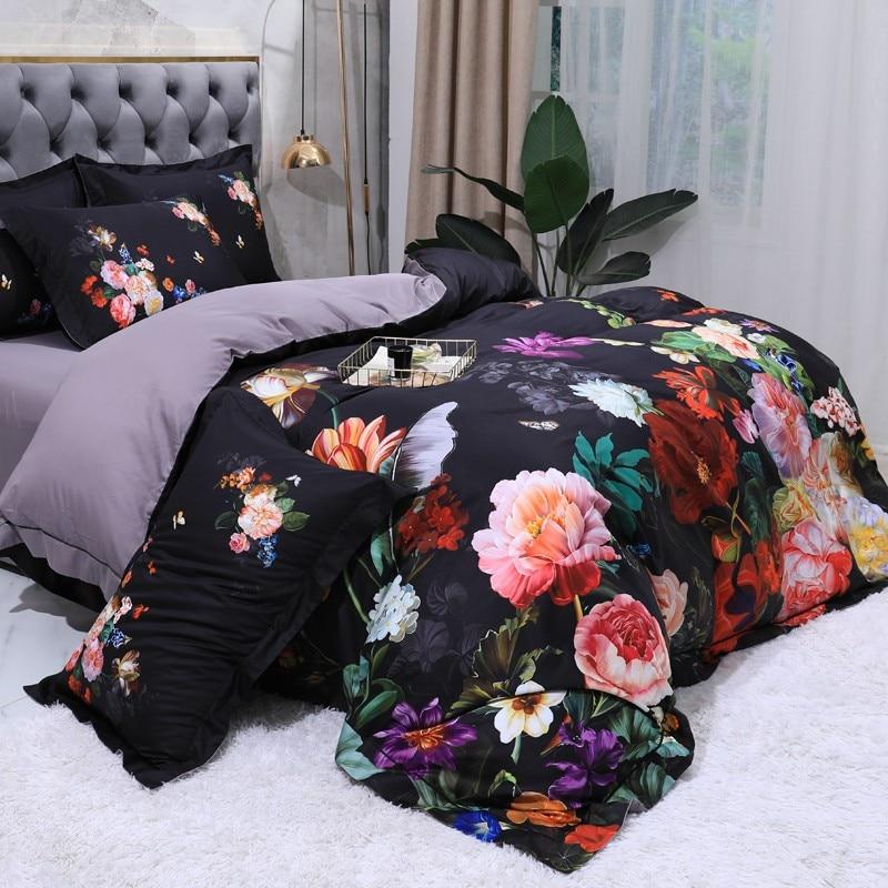 Aida Black Egyptian Cotton Duvet Cover Set Duvet Cover Set - Venetto Design Venettodesign.com
