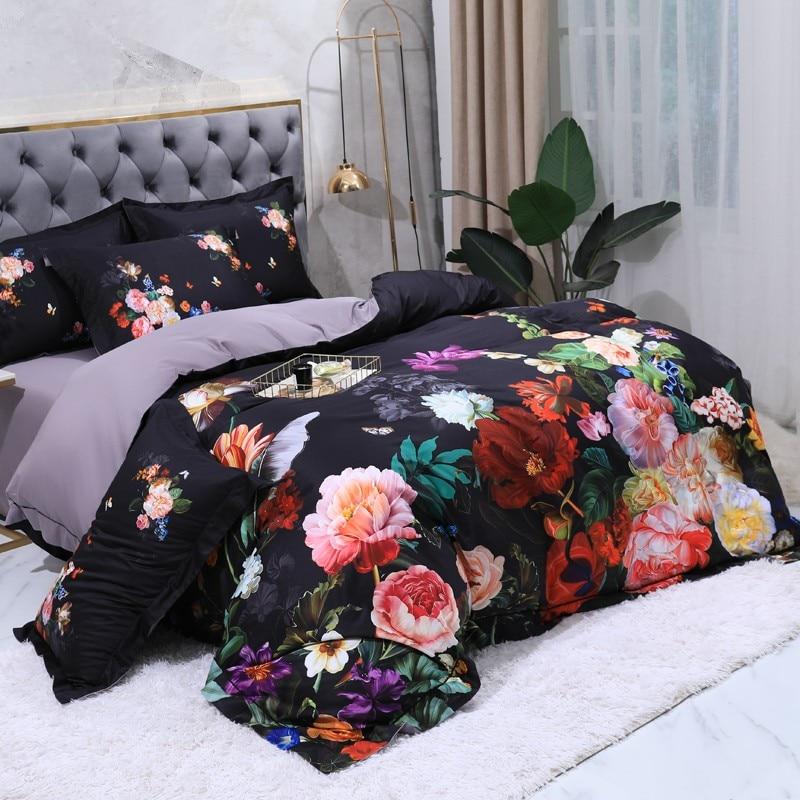 Aida Black Egyptian Cotton Duvet Cover Set Duvet Cover Set - Venetto Design Venettodesign.com