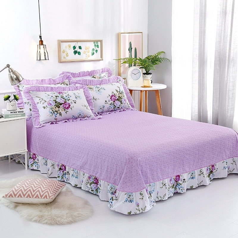 Veronica Lilac Contrasting Floral Printed Egyptian Cotton Duvet Cover Set Duvet Cover Set - Venetto Design Venettodesign.com