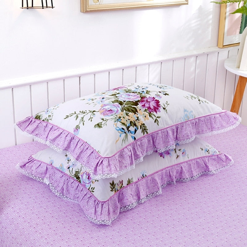 Veronica Lilac Contrasting Floral Printed Egyptian Cotton Duvet Cover Set Duvet Cover Set - Venetto Design Venettodesign.com